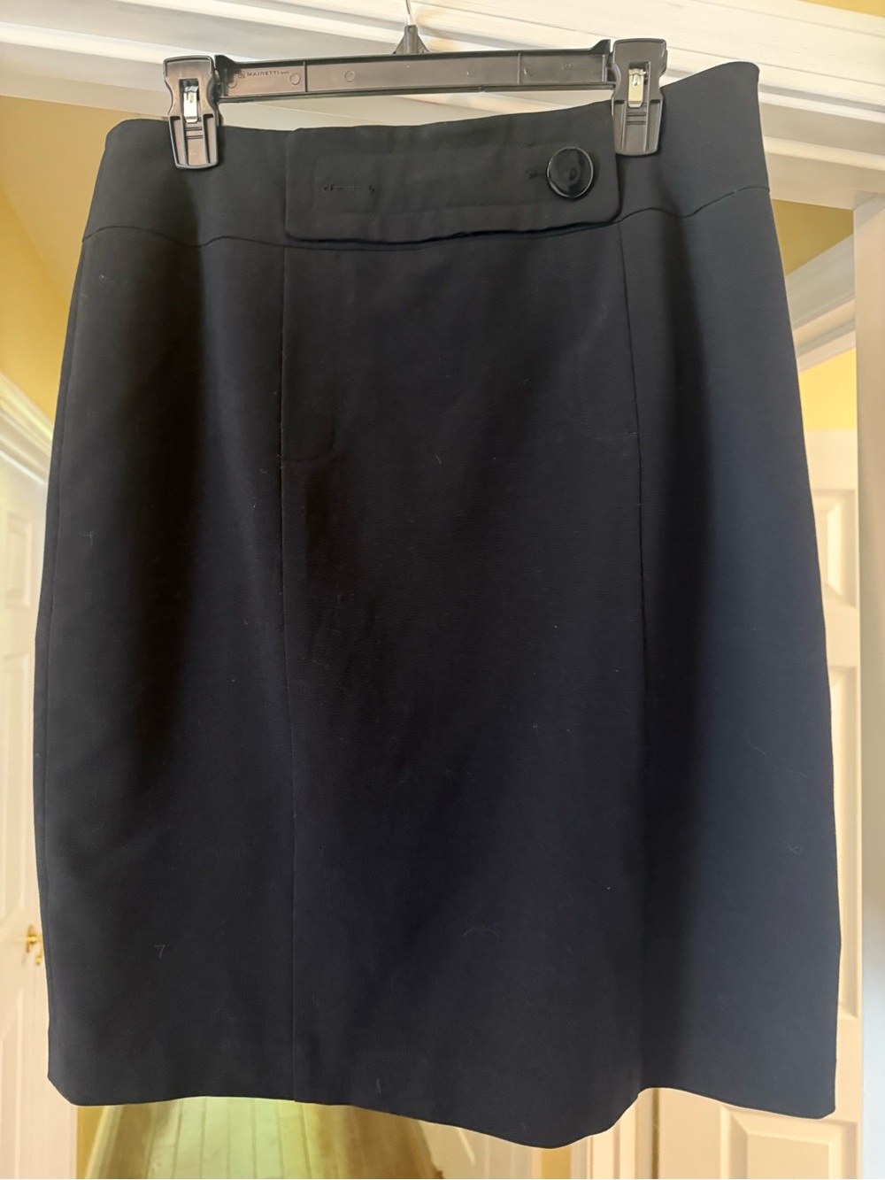 Focus 2000 Black Pencil Skirt with Button Waist Detail